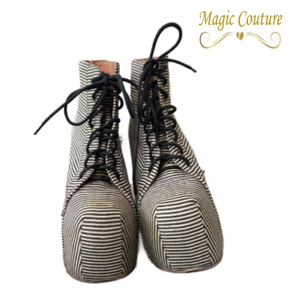 Havana Last Jeffrey Campbell Lita Navy White Striped Platform Heels💙🤍💙 - Picture 2 of 12